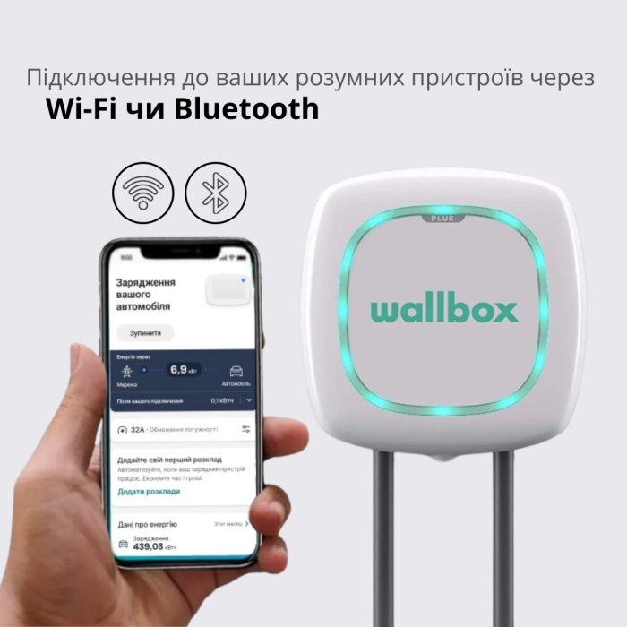 Зарядна станція Pulsar Plus Wallbox 16A 400В 11 кВт біла з роз'ємом Type GBT з кабелем 5м PLP1-0-2-3-9-00G3