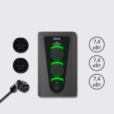 Зарядна станція 3-портова 7,4+7,4+7,4 кВт з розеткою Type 2 (1Ф) + розеткою Type 2 (1Ф) + кабелем 5м Type 2 (1Ф) Wall Octa Energy W322-S-S-C2