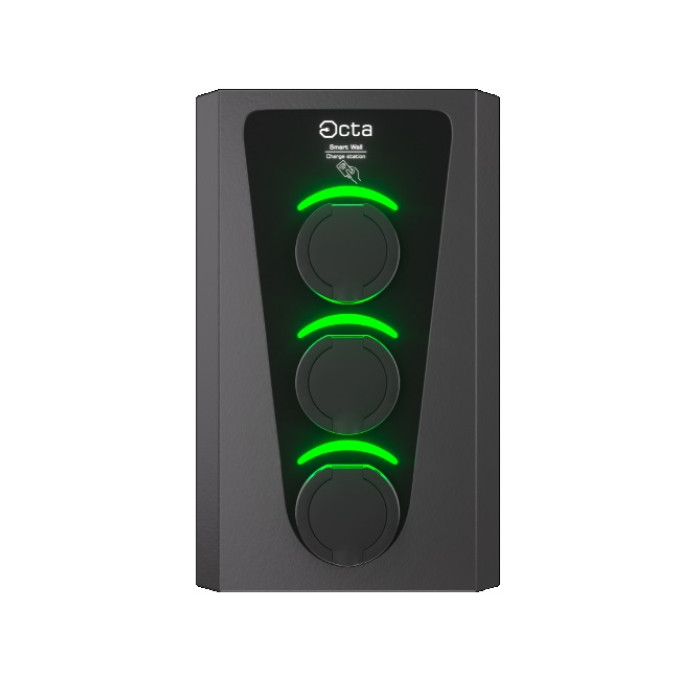 Зарядна станція 3-портова Smart Wall 7,4+7,4+7,4 кВт розетка Type 2 + розетка Type 2 + розетка Type 2 SW322-S-S-S Octa Energy