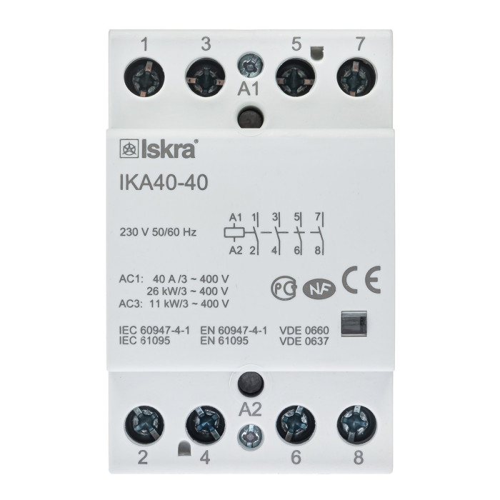 Модульний контактор ISKRA IKA 40A 230V AC 4NO