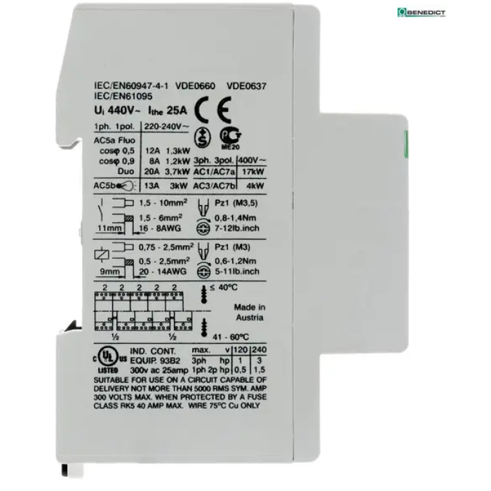 Модульний контактор Benedict R25 25A 220-240