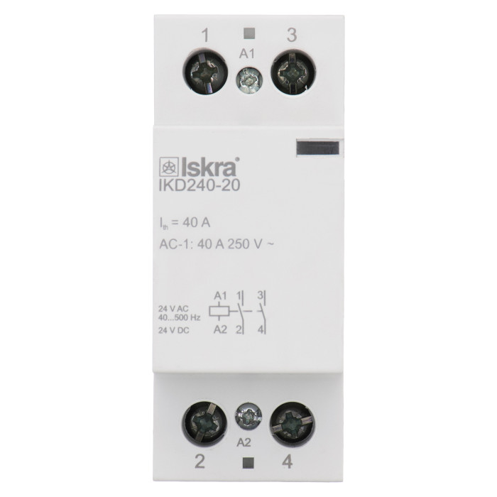 Модульний контактор ISKRA IKD 40A 24V AC/DC 2NO