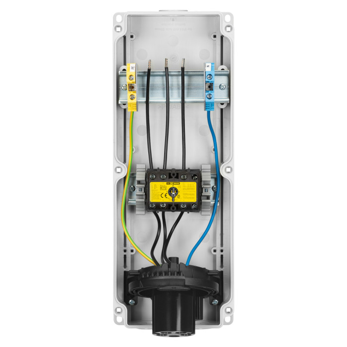 Розетка настінна з механічним блокуванням та DIN-модулем IDE MUNDIAL 3P+N+E 16A 200/346–240/415V IP67