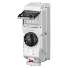 Розетка настінна з механічним блокуванням та DIN-модулем IDE MUNDIAL 3P+N+E 16A 200/346–240/415V IP67