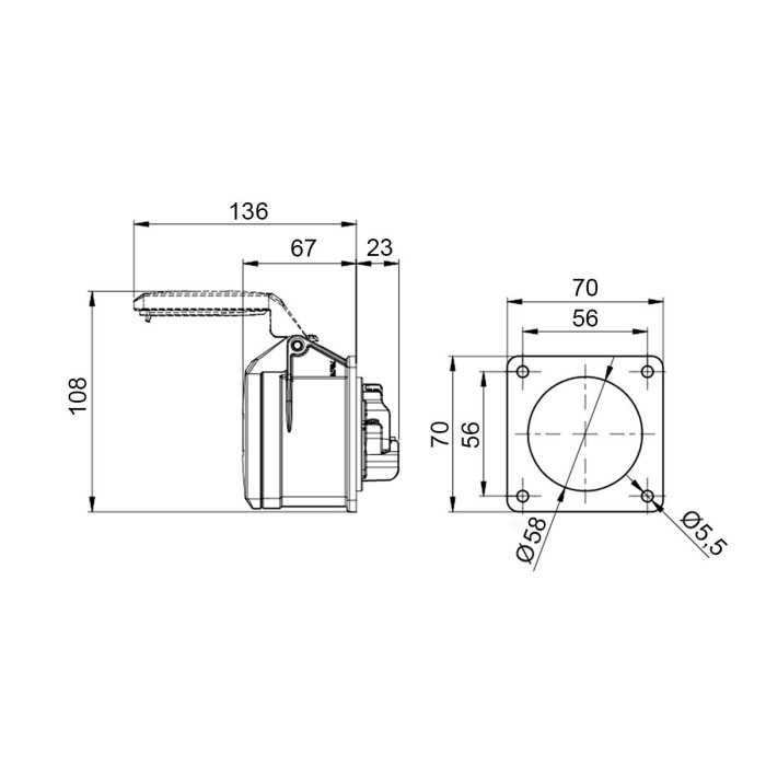 Розетка вбудована пряма IDE MUNDIAL 3P+N+E 32A 200/346–240/415V IP44