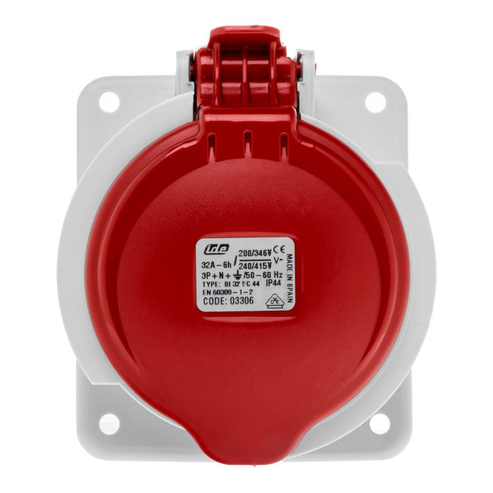 Розетка вбудована похила IDE MUNDIAL 3P+N+E 32A 200/346–240/415V IP44