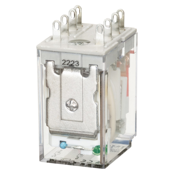 Проміжне реле 2P 10A 24V DC LED+Тест + Колодка зі скобою тип S