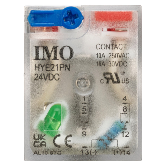 Проміжне реле 2P 10A 24V DC LED+Тест + Колодка зі скобою тип S