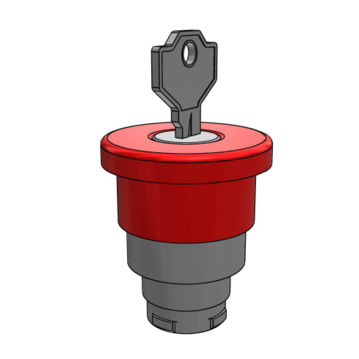 Грибоподібна кнопка червона із замком, з фіксацією COMEPI