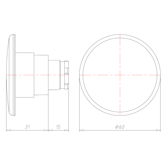 Кнопка грибоподібна чорна 60mm, з фіксацією COMEPI