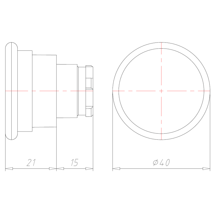 Грибоподібна кнопка 40mm, червона з підсвічуванням COMEPI
