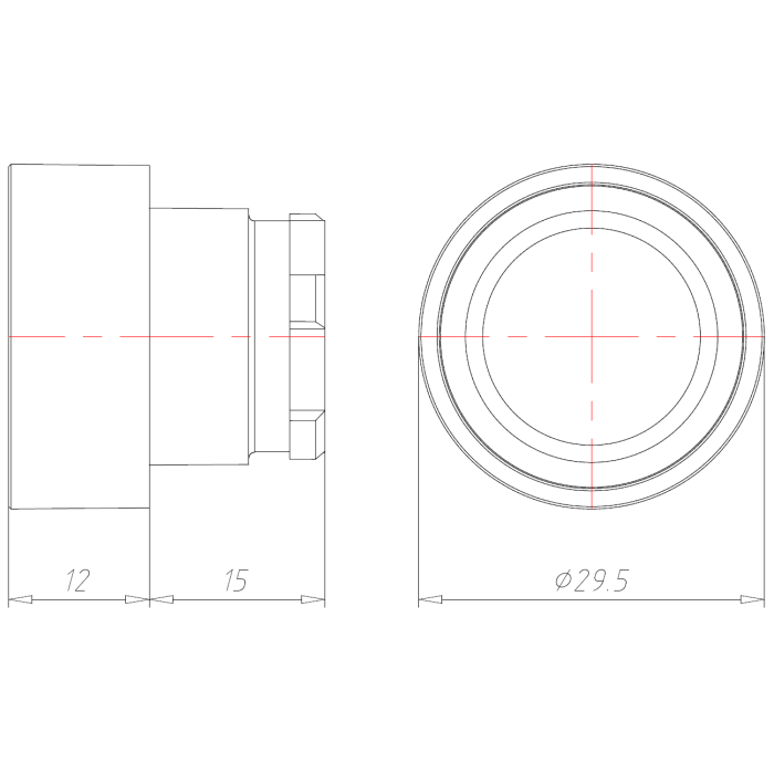 Кнопка прихована без фіксації, червона, металевий корпус 30mm COMEPI