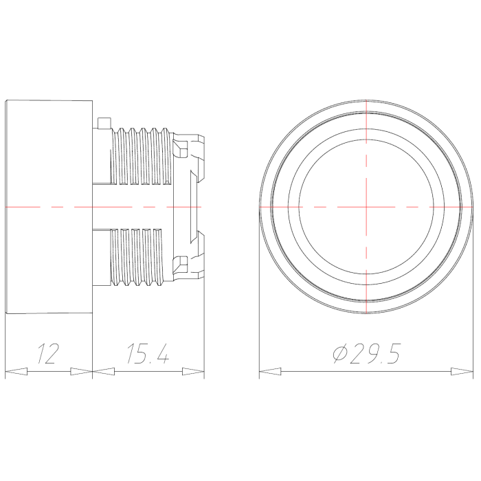 Кнопка чорна, пласт. корпус, ø 22mm, IP65 COMEPI
