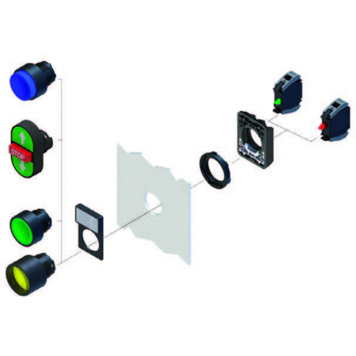 Кнопка зелена, пласт. корпус 22mm COMEPI