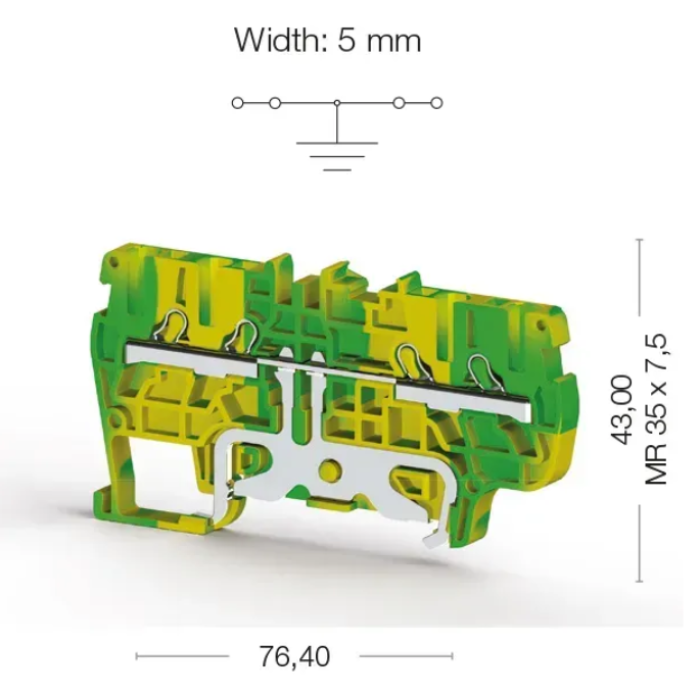 Клема Klemsan PYK 2,5 CT заземлення 2.5 мм жовто-зелена
