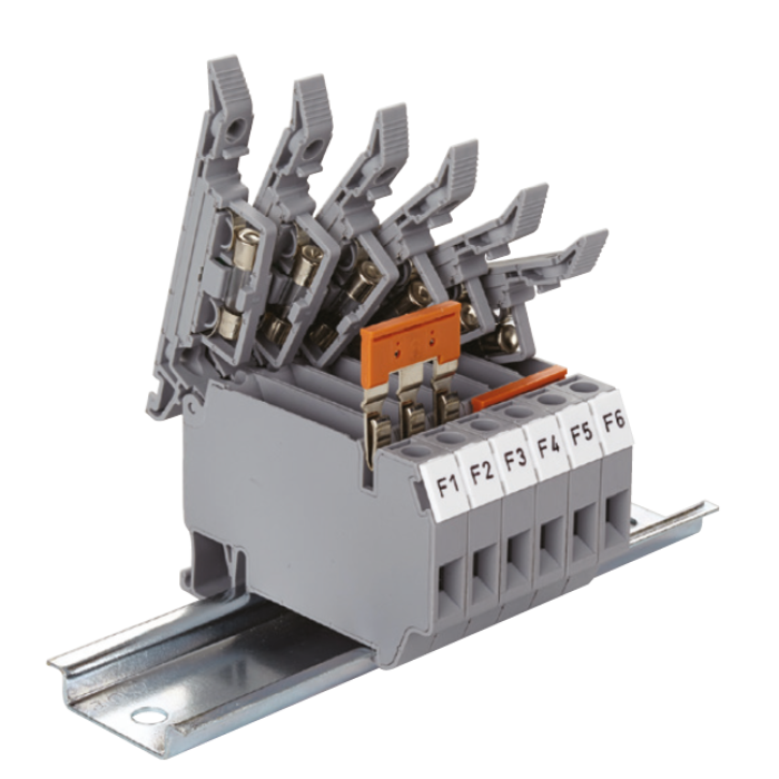 Клема Klemsan ASK 3 FLD 24V DC під запобіжник 4 мм сіра