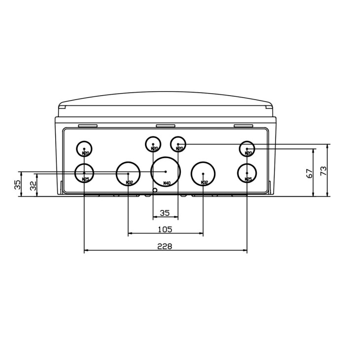 Настінний корпус для сил. розеток IDE з отвора STAR 1×12 MOD 436×310x147mm, IP65, шини N+PE