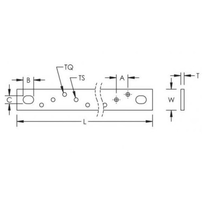 Шина мідна з різьбовими отворами ERICO 5х32х1985 мм, M6 (2.65 кг)