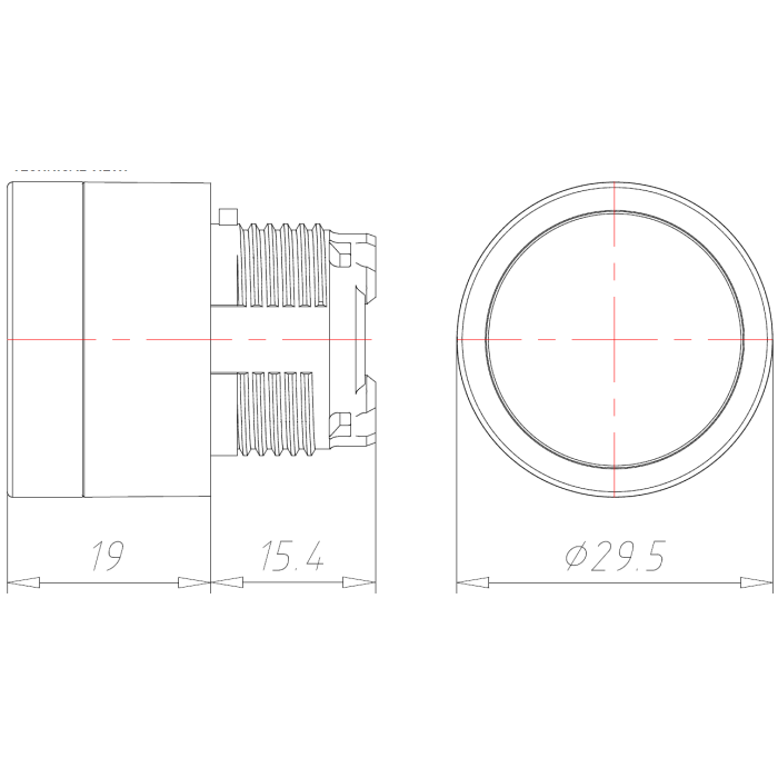 Кнопка червона з підсвічуванням пластик COMEPI