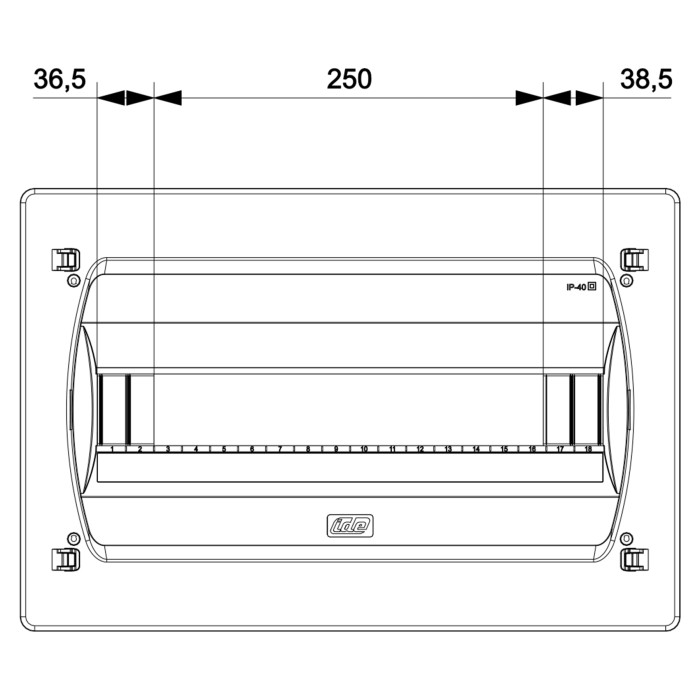 Корпус розподільчий IDE GOLD, 1×18 модулів, прозорі двері, IP40