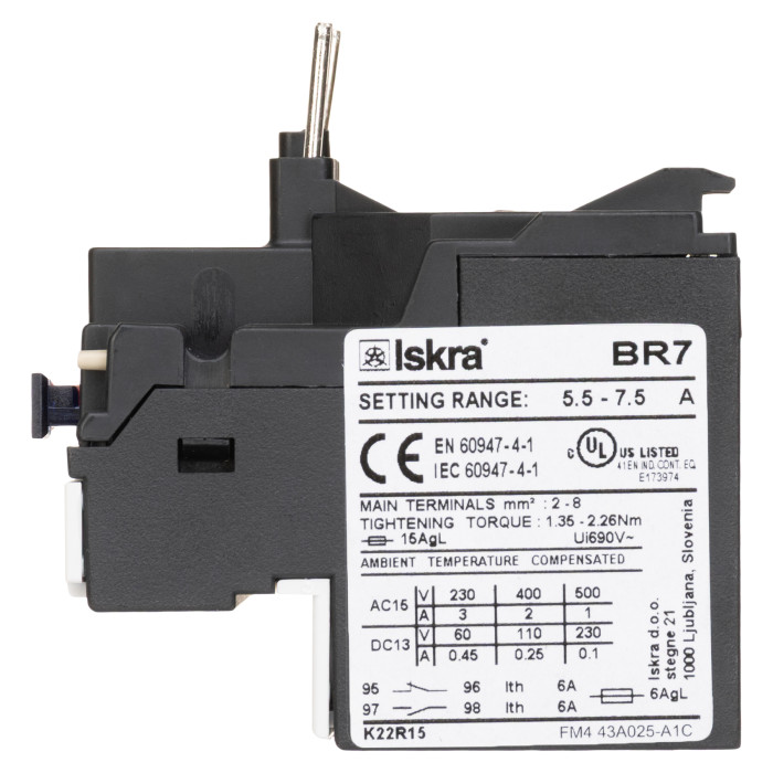 Теплове реле ISKRA BR7/7,2-10