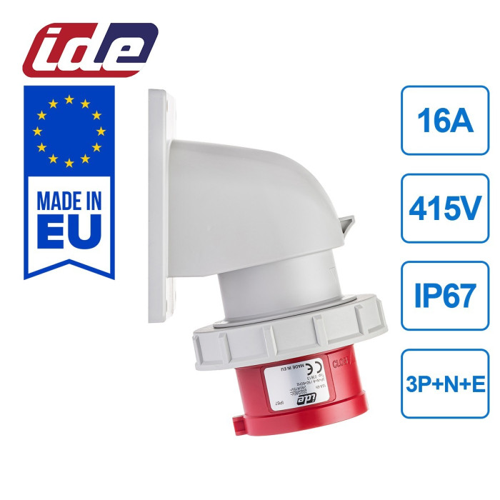 Вбудовуваний штепсель IDE MUNDIAL 3P+N+E 16A 200/346–240/415V IP67