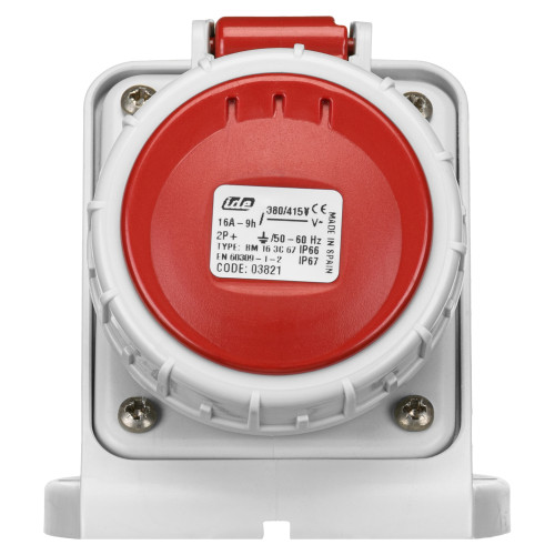 Розетка настінна IDE 16А 380V 2P+E IP67 (3821)