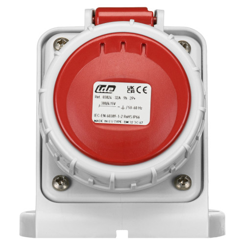 Настенная розетка IDE 32А 380V 2P+T IP67 (3824)