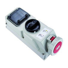 03843 розетка настінна з механічним блокуванням та DIN-модулем, 16A, 3P+N+E, IP67, IDE