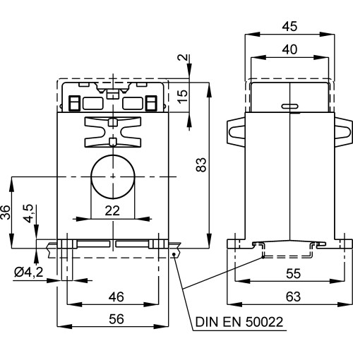 TAC022300X05 трансформатор струму d=22мм, 300/5а (0,5=9VA)