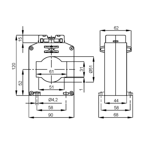 TAT061500Y05 трансформатор струму високоточний 60х30 500/5A (0,5S=10VA)