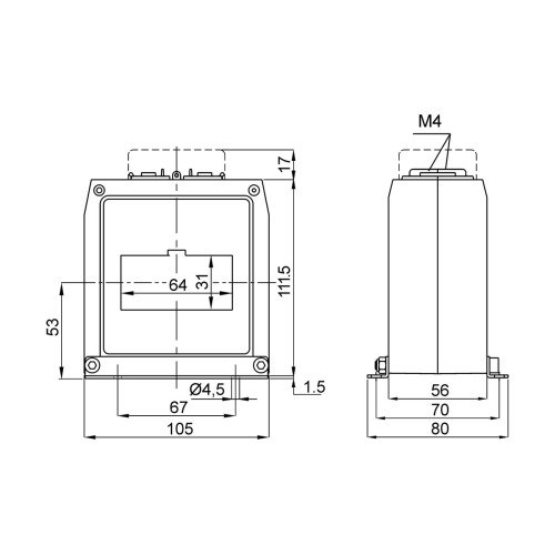TAT063400Y05 трансформатор струму високоточний 64х30 400/5A (0,5S=1.5VA)