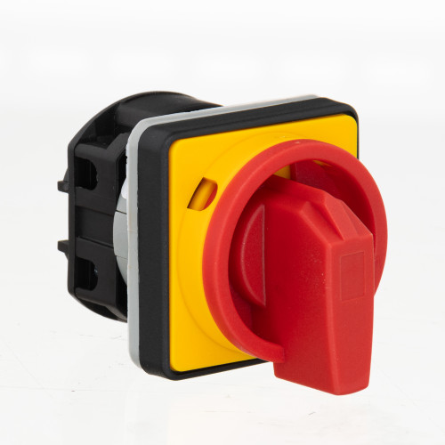 Кулачковий перемикач GC 25A 4P схема 92 (0-1) жовто-червоний