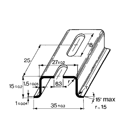 Монтажна DIN-рейка HDG 35x15mm з перфорацією (2m) (Galvanic) (пак 10 шт.)