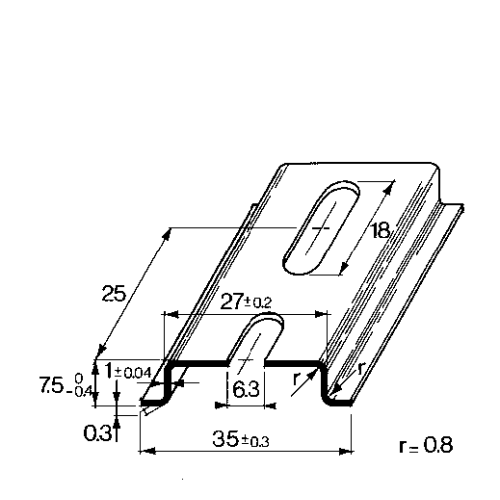 Монтажна DIN-рейка HDS 35x7.5mm з перфорацією (2m) (Senzimir) (пак 20 шт.)